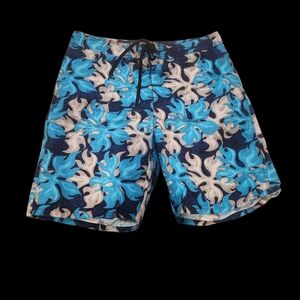 Stylish Blue and White Men's Swim Board Shorts